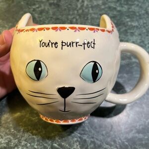 NATURAL LIFE Cat Face Mug - Cream and Black